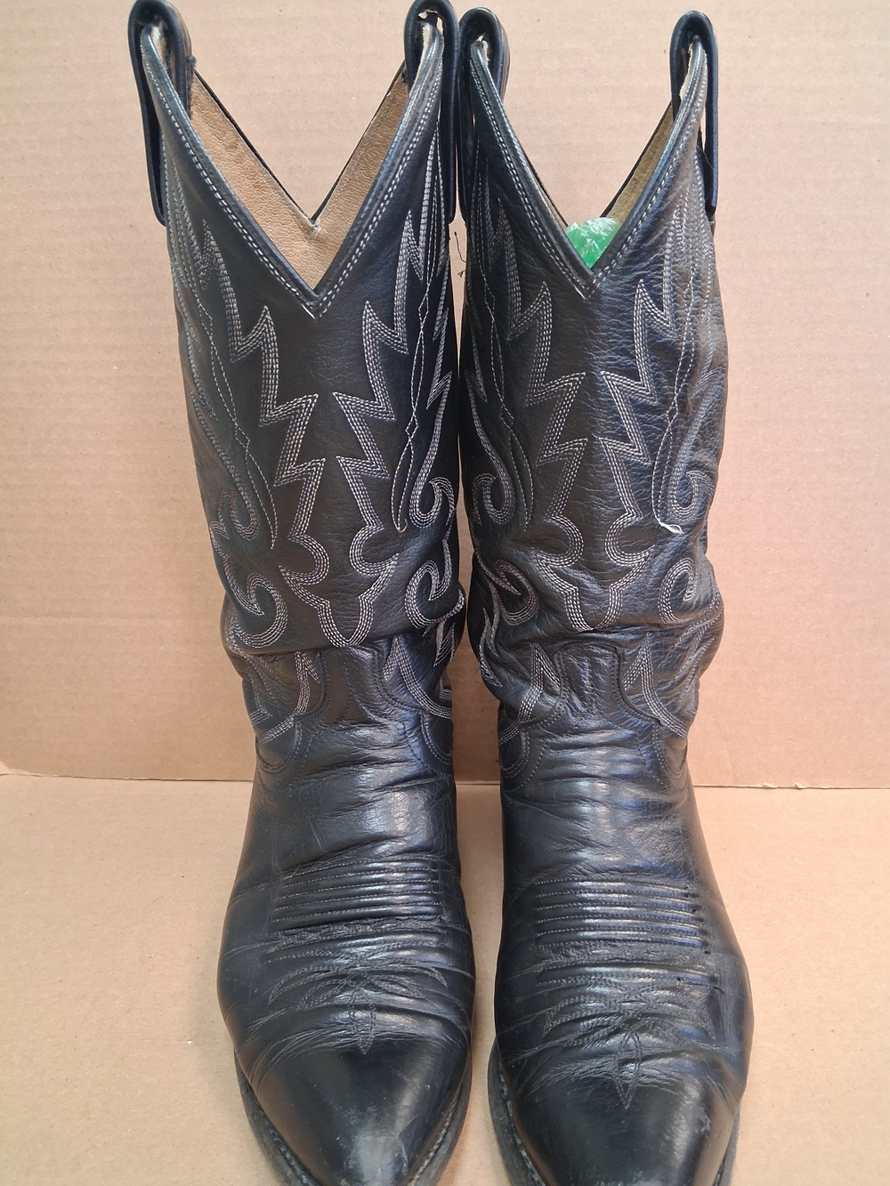 Dan Post Black Leather Boots , Size 7.5 W , Item 147
